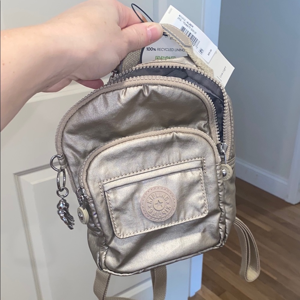 Kipling Metallic Gold Mini Backpack